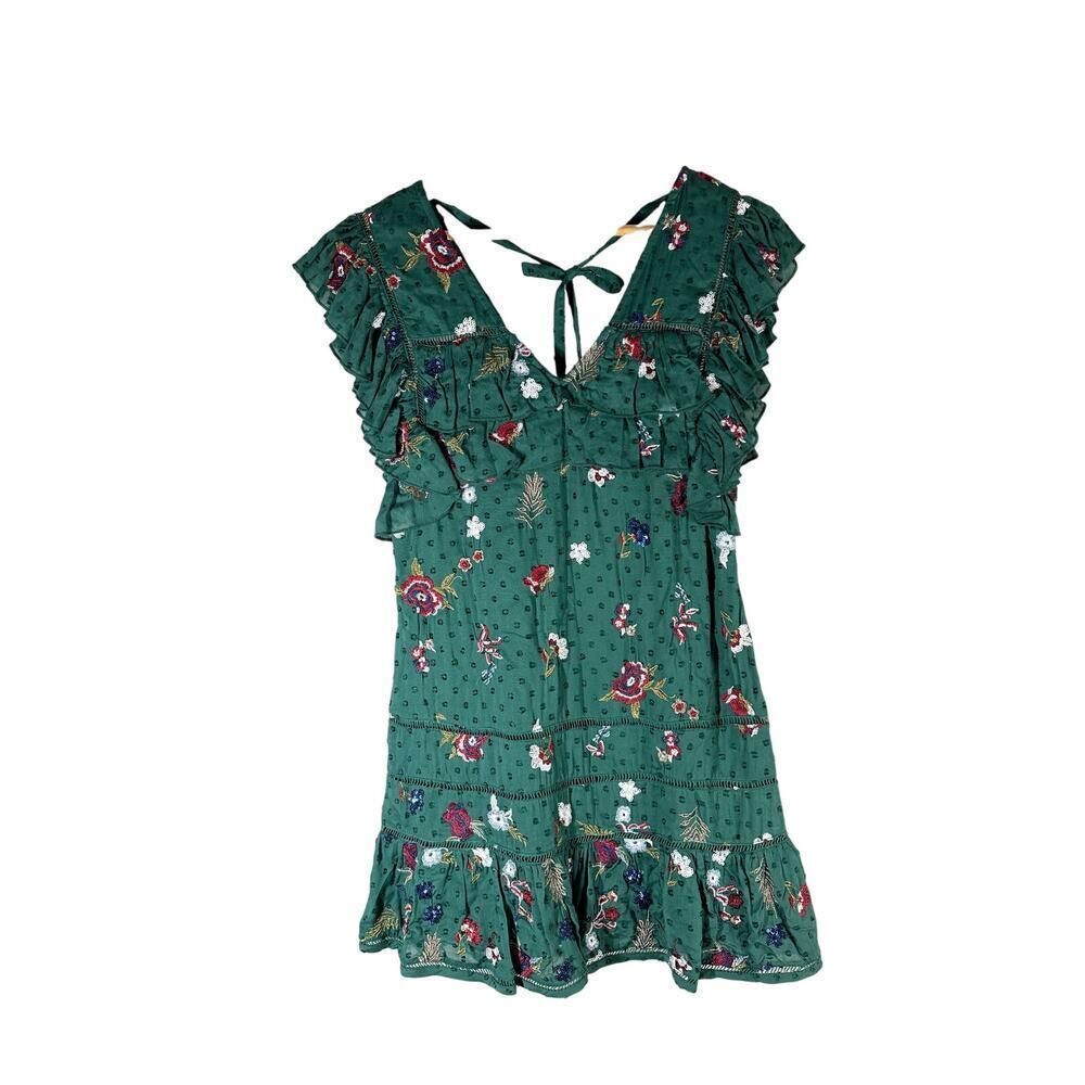 Tularosa Revolve Lindsay Mini Embroidered Floral Dress Emerald Size XS